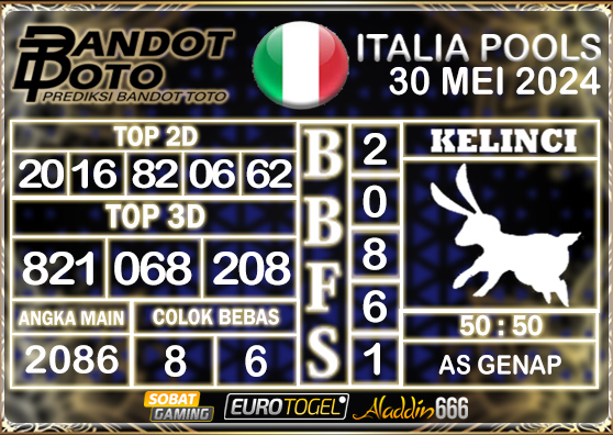 Prediksi Togel Italia Pools 30 MEI 2024