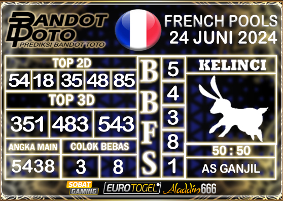 Prediksi Togel French Pools 24 JUNI 2024