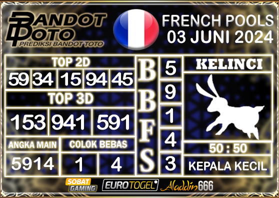 Prediksi Togel French Pools 03 JUNI 2024