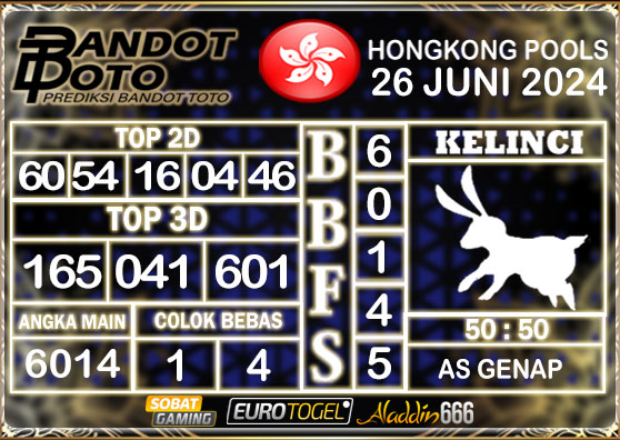 Prediksi Togel Hongkong Pools 26 JUNI 2024