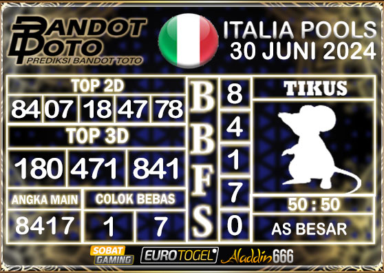 Prediksi Togel Italia Pools 30 JUNI 2024