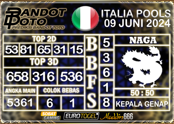 Prediksi Togel Italia Pools 09 JUNI 2024