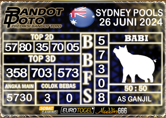 Prediksi Togel Sydney Pools 26 JUNI 2024