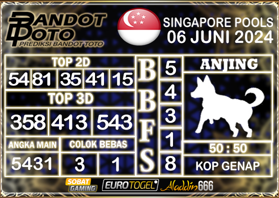 Prediksi Togel Singapore Pools 06 JUNI 2024