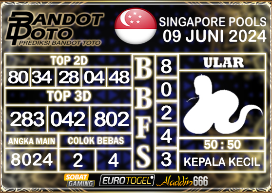 Prediksi Togel Singapore Pools 09 JUNI 2024