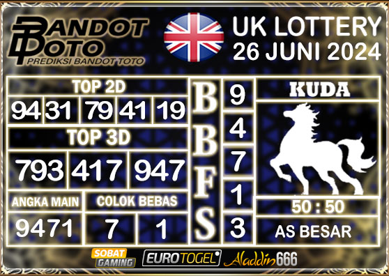 Prediksi Togel UK6D Lottery 26 JUNI 2024