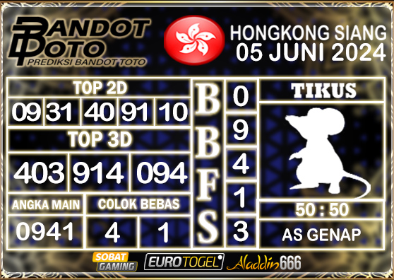 Prediksi Togel HK Siang 05 JUNI 2024