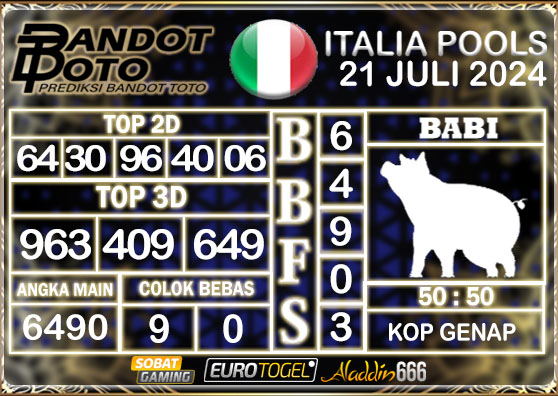 Prediksi Togel Italia Pools 21 Juli 2024