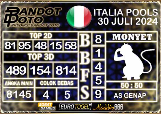 Prediksi Togel Italia Pools 30 JULI 2024