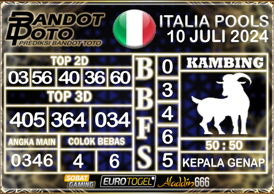 Prediksi Togel Italia Pools 10 Juli 2024