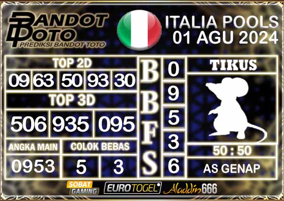 Prediksi Togel Italia Pools 01 AGUSTUS 2024