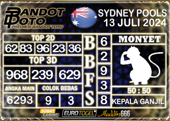 Prediksi Togel Sydney Pools 13 Juli 2024