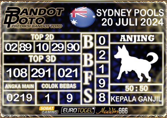 Prediksi Togel Sydney Pools 20 Juli 2024