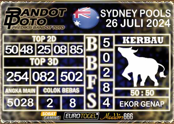 Prediksi Togel Sydney Pools 26 Juli 2024