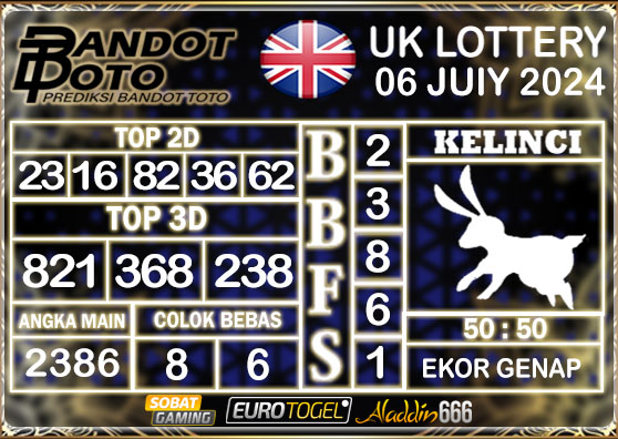 Prediksi Togel UK6D Lottery 06 Juli 2024