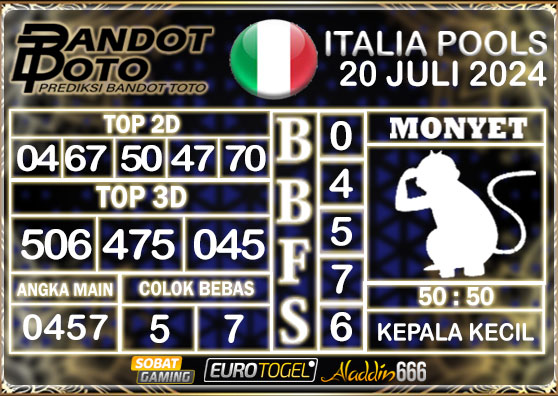 Prediksi Togel Italia Pools 20 Juli 2024