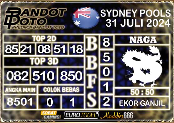 Prediksi Togel Sydney Pools 31 JULI 2024