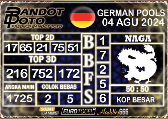 Prediksi Togel German Pools 04 AGUSTUS 2024