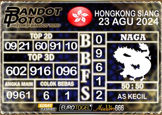 Prediksi Togel HK Siang 23 AGUSTUS 2024