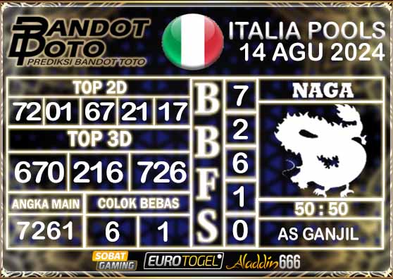 Prediksi Togel Italia Pools 14 AGUSTUS 2024