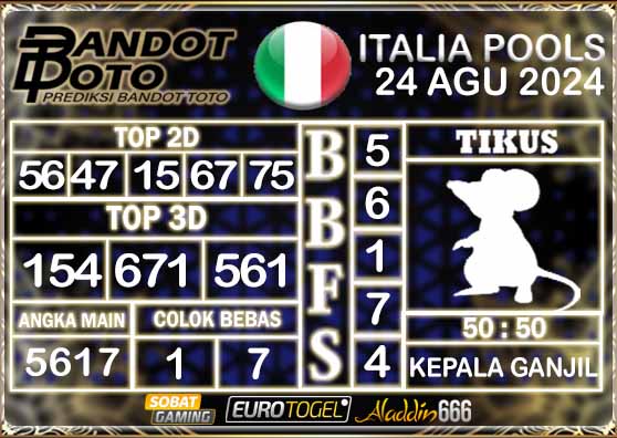 Prediksi Togel Italia Pools 24 AGUSTUS 2024