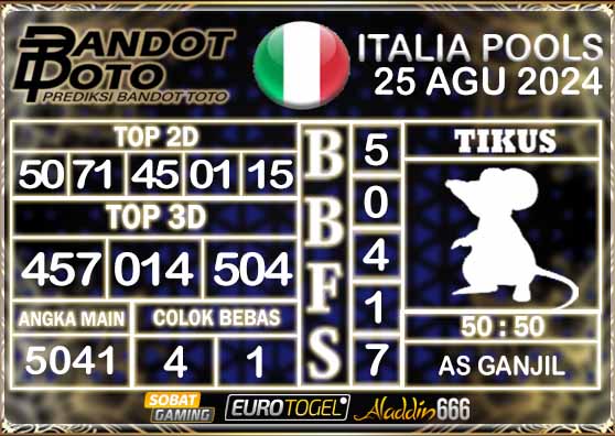 Prediksi Togel Italia Pools 25 AGUSTUS 2024