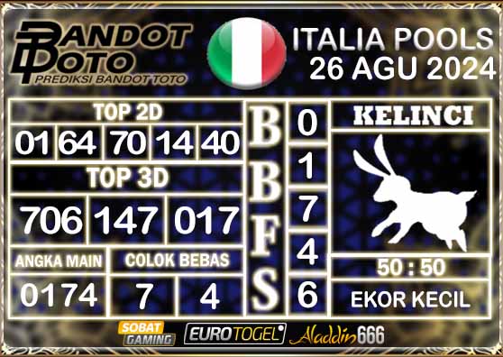 Prediksi Togel Italia Pools 26 AGUSTUS 2024