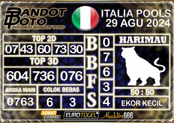 Prediksi Togel Italia Pools 29 AGUSTUS 2024