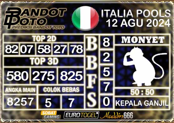 Prediksi Togel Italia Pools 12 AGUSTUS 2024