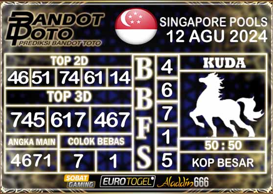 Prediksi Togel Singapore Pools 12 AGUSTUS 2024