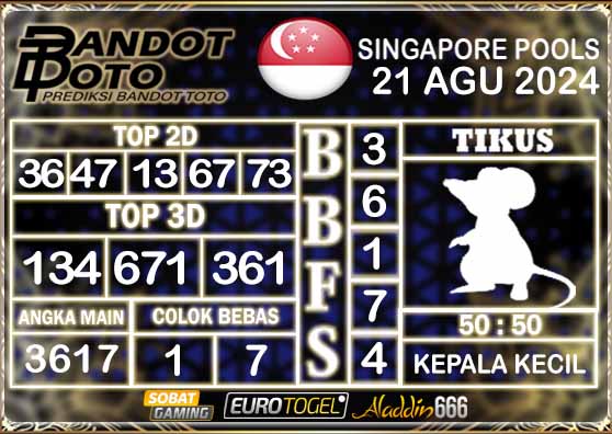 Prediksi Togel Singapore Pools 21 AGUSTUS 2024