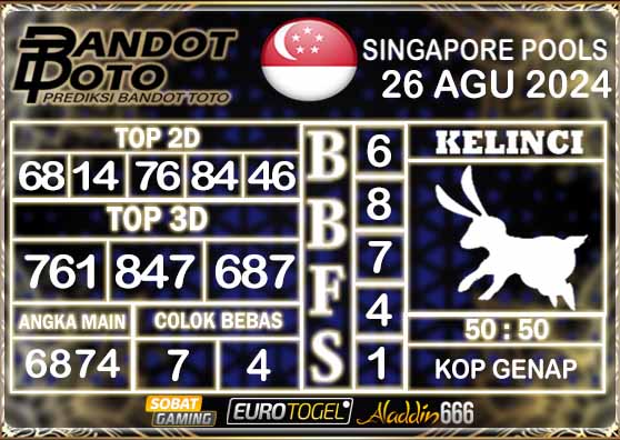 Prediksi Togel Singapore Pools 26 AGUSTUS 2024