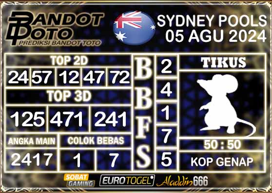 Prediksi Togel Sydney Pools 05 AGUSTUS 2024