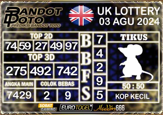 Prediksi Togel UK6D Lottery 03 AGUSTUS 2024