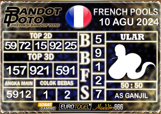 Prediksi Togel Prancis Pools 10 AGUSTUS 2024