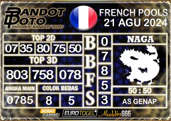 Prediksi Togel Prancis Pools 21 AGUSTUS 2024