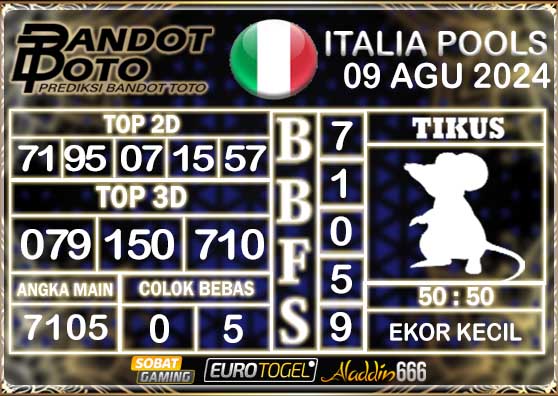 Prediksi Togel Italia Pools 09 AGUSTUS 2024