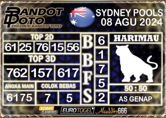 Prediksi Togel Sydney Pools 08 AGUSTUS 2024