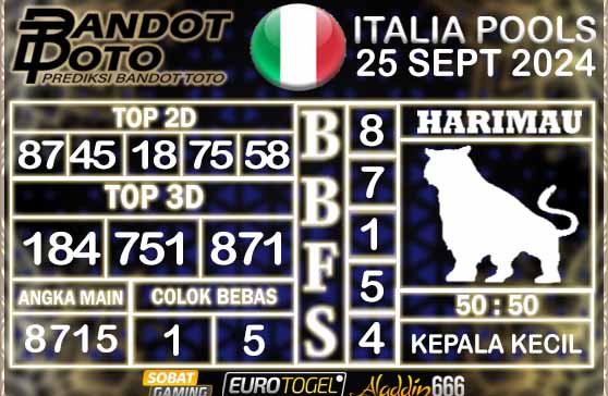 Prediksi Togel Italia Pools 25 SEPTEMBER 2024