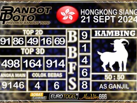 Prediksi Togel HK Siang 21 SEPTEMBER 2024