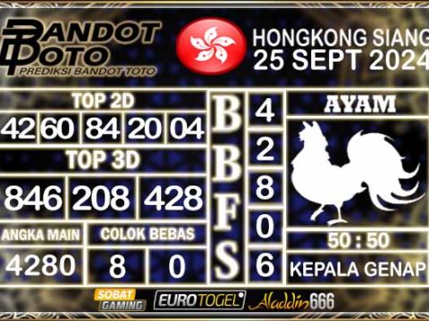 Prediksi Togel HK Siang 25 SEPTEMBER 2024