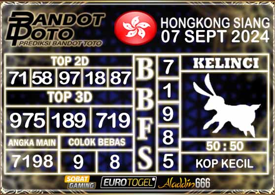 Prediksi Togel HK Siang 07 SEPTEMBER 2024