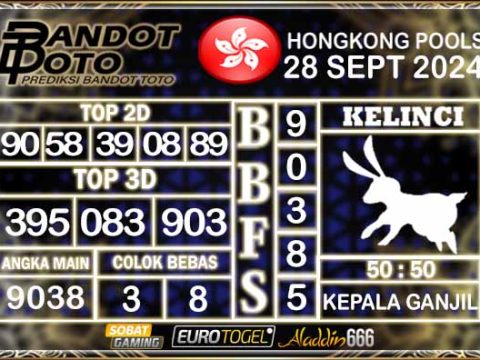 Prediksi Togel Hongkong Pools 28 SEPTEMBER 2024