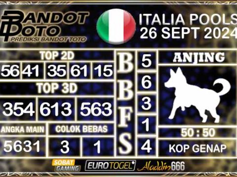 Prediksi Togel Italia Pools 26 SEPTEMBER 2024