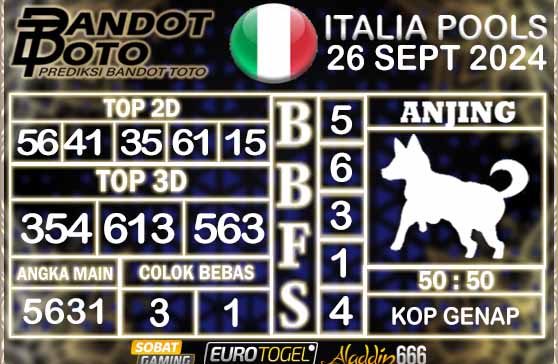 Prediksi Togel Italia Pools 26 SEPTEMBER 2024