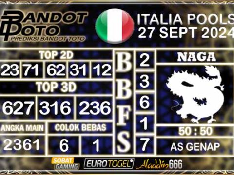 Prediksi Togel Italia Pools 27 SEPTEMBER 2024