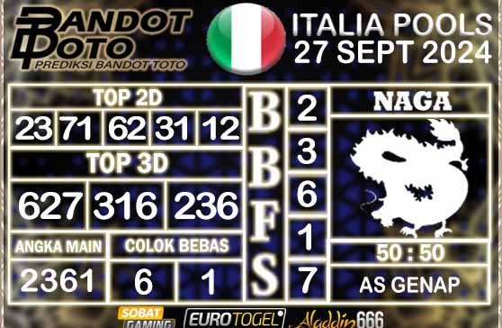 Prediksi Togel Italia Pools 27 SEPTEMBER 2024