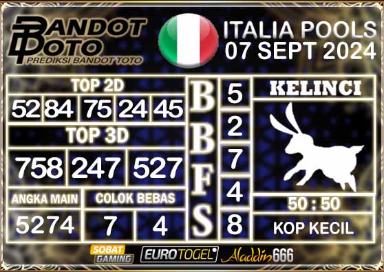 Prediksi Togel Italia Pools 07 SEPTEMBER 2024