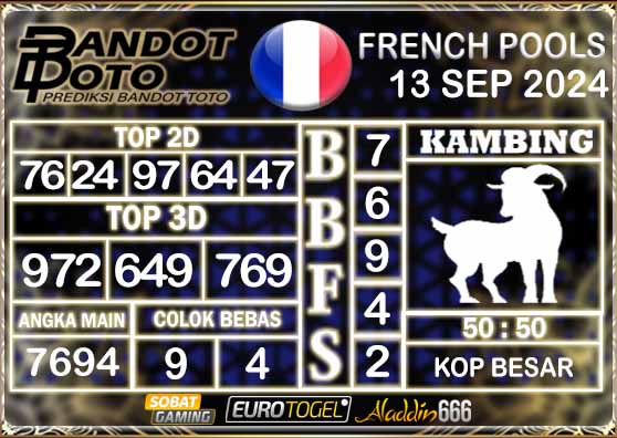 Prediksi Togel Prancis Pools 13 SEPTEMBER 2024