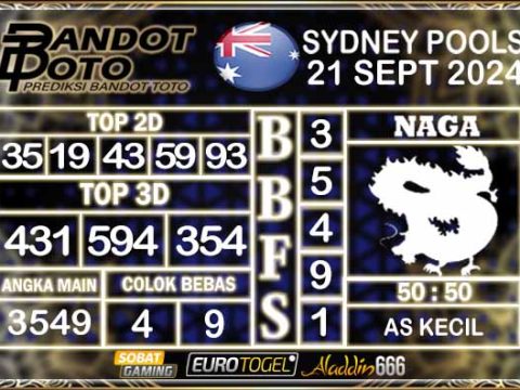 Prediksi Togel Sydney Pools 21 SEPTEMBER 2024